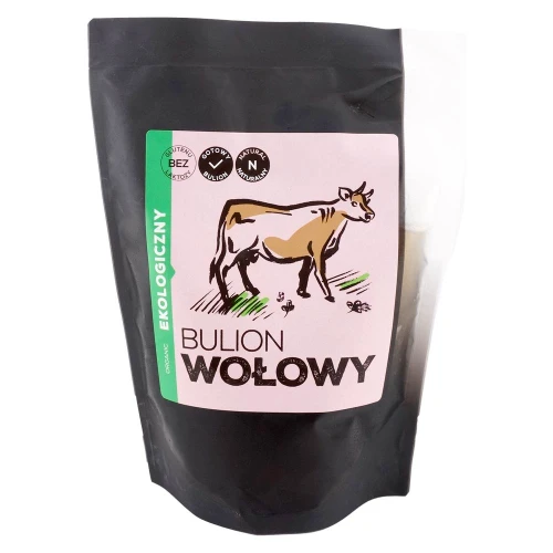 Bulion wołowy w płynie BIO 350 ml – ekologiczny bulion na kościach, bogaty w kolagen i minerały