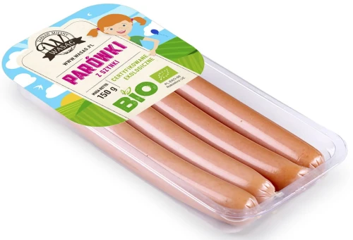 Parówki z szynki BIO 150 g – Wasąg, opakowanie