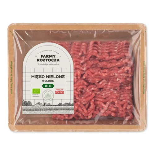 Mięso mielone wołowe BIO 300 g w opakowaniu — ekologiczna wołowina mielona